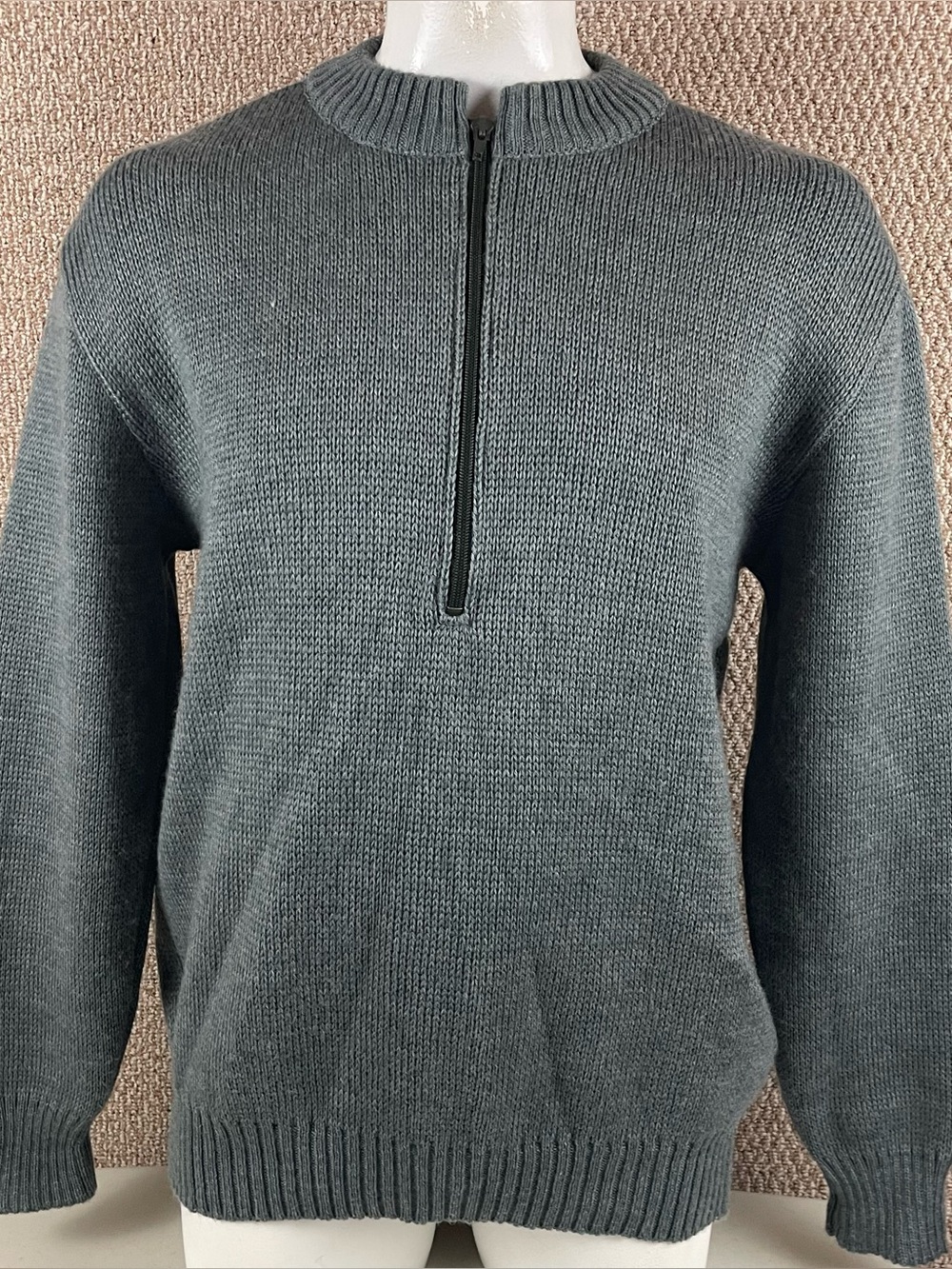 VTG Swiss Army Military Sweater Mens 56 Gray 1/2 Zip Wool M74 Sweater 80s R1